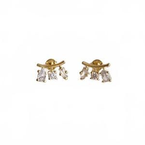NEW GOLDFI women's cubic zirconia 3-shapes stud earrings in gold